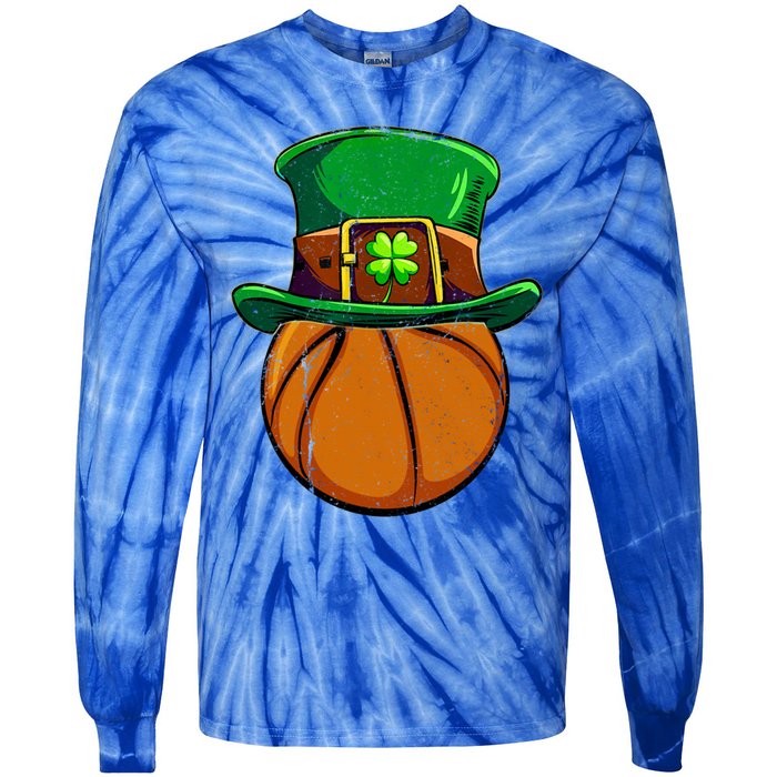 Leprechaun Basketball Shamrock St Patricks Day Irish Gift Cool Gift Tie-Dye Long Sleeve Shirt