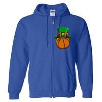 Leprechaun Basketball Shamrock St Patricks Day Irish Gift Cool Gift Full Zip Hoodie