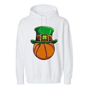 Leprechaun Basketball Shamrock St Patricks Day Irish Gift Cool Gift Garment-Dyed Fleece Hoodie