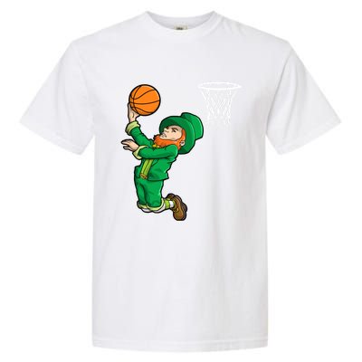 Leprechaun Basketball St Patricks Day Irish Slam Dunk Sports Meaningful Gift Garment-Dyed Heavyweight T-Shirt