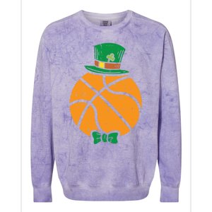 Leprechaun Basketball St Patricks Day Sports Gift Colorblast Crewneck Sweatshirt