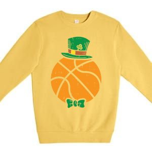 Leprechaun Basketball St Patricks Day Sports Gift Premium Crewneck Sweatshirt