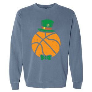 Leprechaun Basketball St Patricks Day Sports Gift Garment-Dyed Sweatshirt