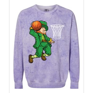 Leprechaun Basketball St Patricks Day Sports Gift Colorblast Crewneck Sweatshirt