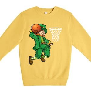 Leprechaun Basketball St Patricks Day Sports Gift Premium Crewneck Sweatshirt