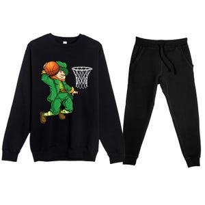 Leprechaun Basketball St Patricks Day Sports Gift Premium Crewneck Sweatsuit Set