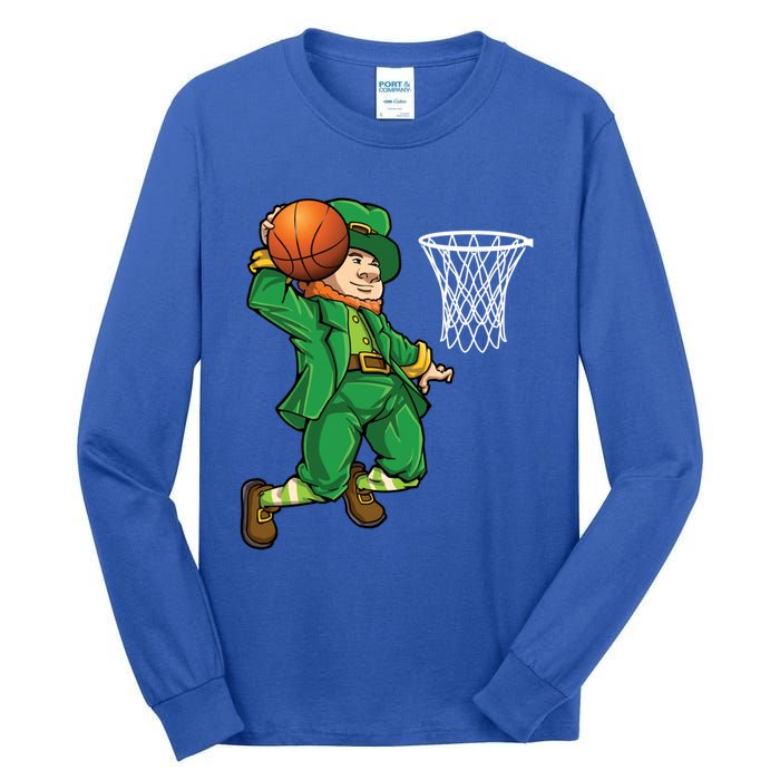 Leprechaun Basketball St Patricks Day Sports Gift Tall Long Sleeve T-Shirt