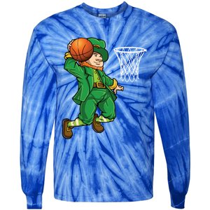 Leprechaun Basketball St Patricks Day Sports Gift Tie-Dye Long Sleeve Shirt