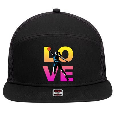 Love Basketball Teen Gift 7 Panel Mesh Trucker Snapback Hat