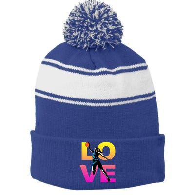 Love Basketball Teen Gift Stripe Pom Pom Beanie