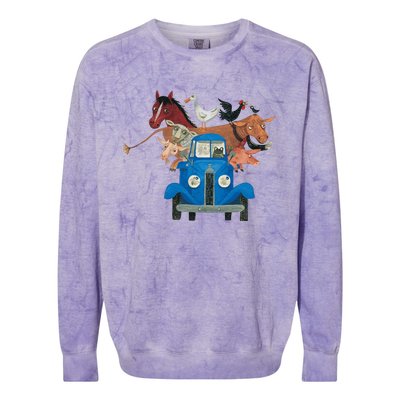 Little Blue Truck And Farm Animals Illustration Colorblast Crewneck Sweatshirt