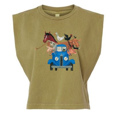 Little Blue Truck And Farm Animals Illustration Garment-Dyed Women's Muscle Tee