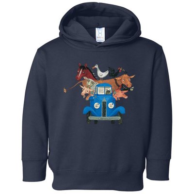 Little Blue Truck And Farm Animals Illustration Toddler Hoodie