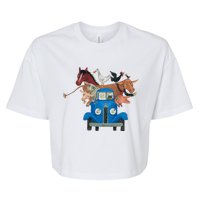 Little Blue Truck And Farm Animals Illustration Bella+Canvas Jersey Crop Tee