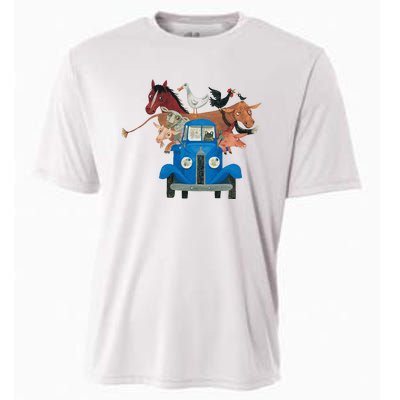 Little Blue Truck And Farm Animals Illustration Cooling Performance Crew T-Shirt