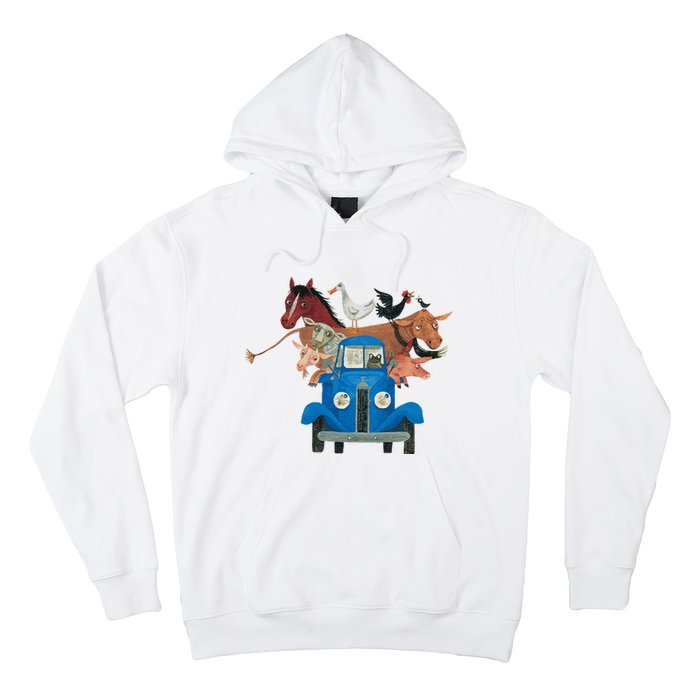 Little Blue Truck And Farm Animals Illustration Hoodie