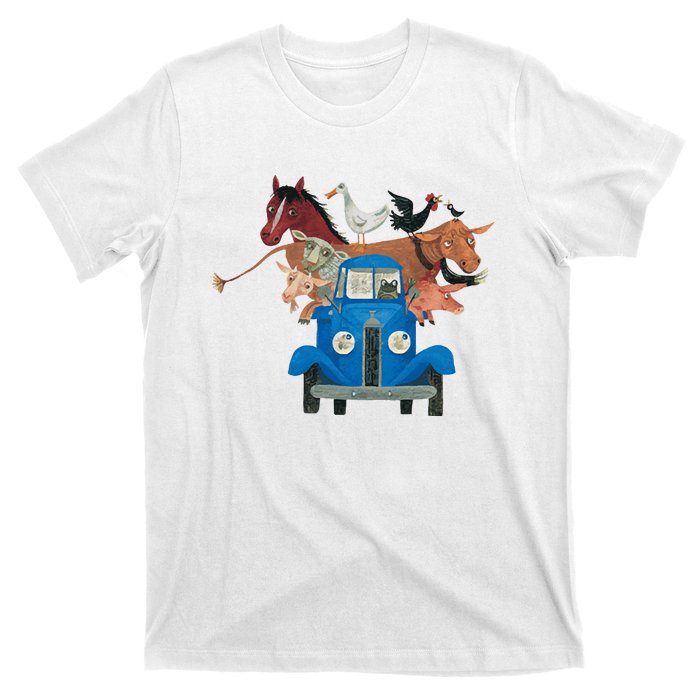 Little Blue Truck And Farm Animals Illustration T-Shirt