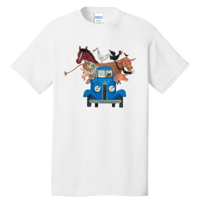 Little Blue Truck And Farm Animals Illustration Tall T-Shirt