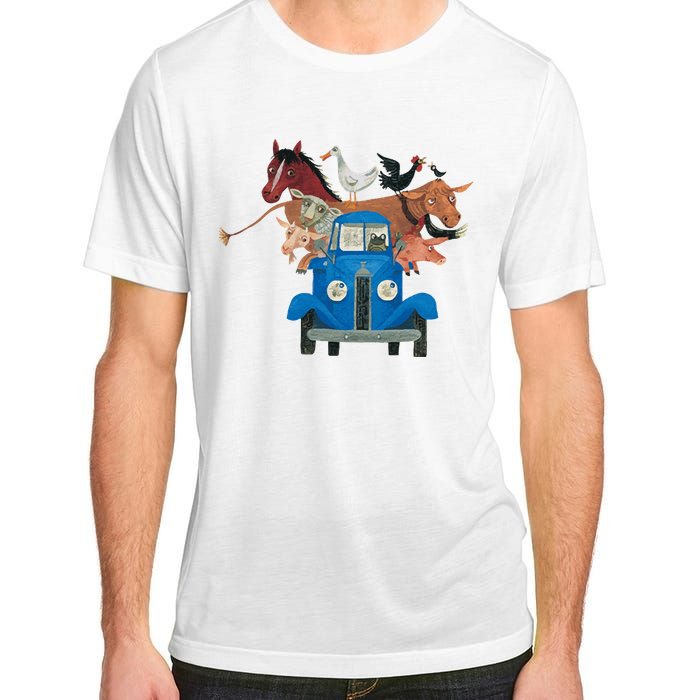 Little Blue Truck And Farm Animals Illustration Adult ChromaSoft Performance T-Shirt