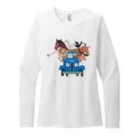 Little Blue Truck And Farm Animals Illustration Womens CVC Long Sleeve Shirt