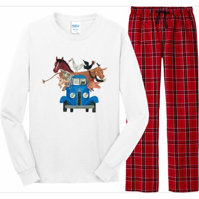 Little Blue Truck And Farm Animals Illustration Long Sleeve Pajama Set