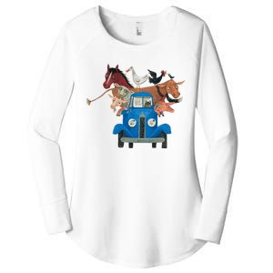 Little Blue Truck And Farm Animals Illustration Women's Perfect Tri Tunic Long Sleeve Shirt