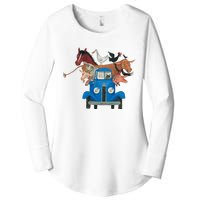 Little Blue Truck And Farm Animals Illustration Women's Perfect Tri Tunic Long Sleeve Shirt