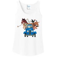 Little Blue Truck And Farm Animals Illustration Ladies Essential Tank