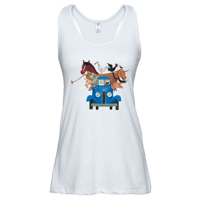 Little Blue Truck And Farm Animals Illustration Ladies Essential Flowy Tank