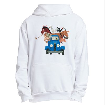 Little Blue Truck And Farm Animals Illustration Urban Pullover Hoodie