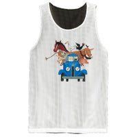 Little Blue Truck And Farm Animals Illustration Mesh Reversible Basketball Jersey Tank