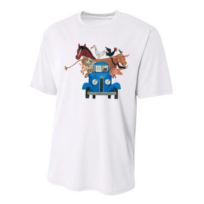 Little Blue Truck And Farm Animals Illustration Performance Sprint T-Shirt