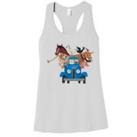 Little Blue Truck And Farm Animals Illustration Women's Racerback Tank