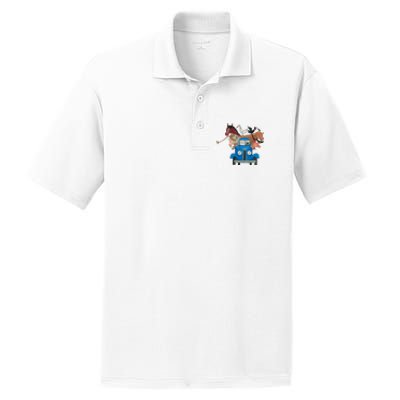 Little Blue Truck And Farm Animals Illustration PosiCharge RacerMesh Polo