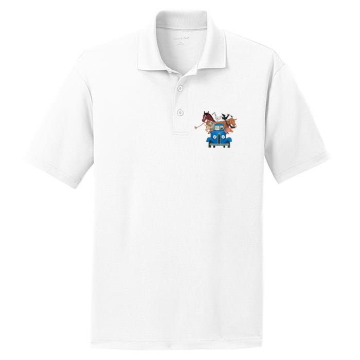 Little Blue Truck And Farm Animals Illustration PosiCharge RacerMesh Polo