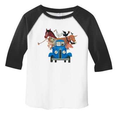 Little Blue Truck And Farm Animals Illustration Toddler Fine Jersey T-Shirt