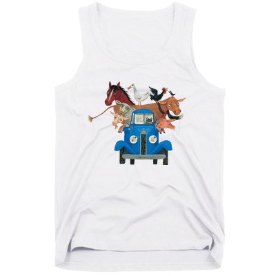 Little Blue Truck And Farm Animals Illustration Tank Top