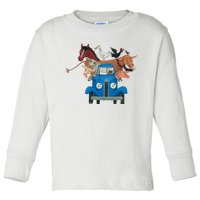 Little Blue Truck And Farm Animals Illustration Toddler Long Sleeve Shirt