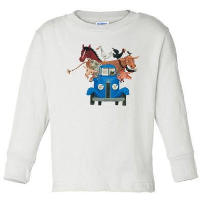 Little Blue Truck And Farm Animals Illustration Toddler Long Sleeve Shirt