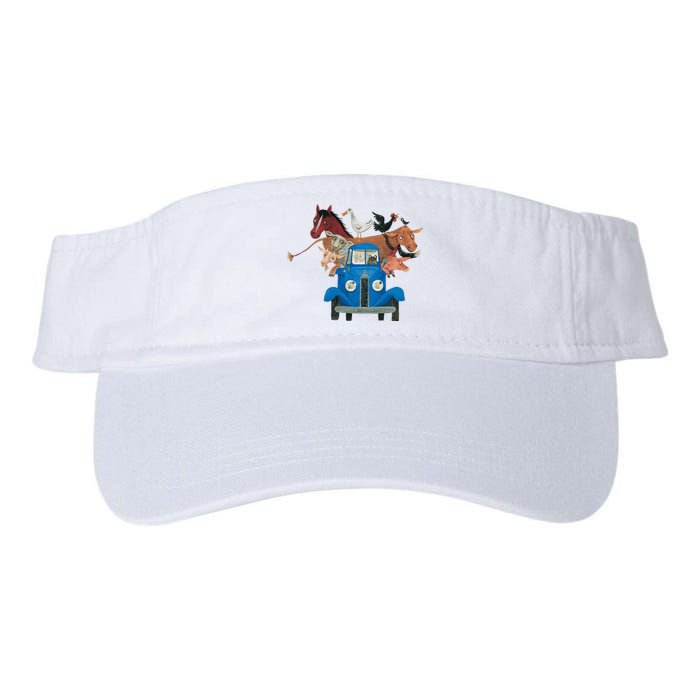 Little Blue Truck And Farm Animals Illustration Valucap Bio-Washed Visor