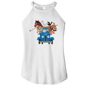 Little Blue Truck And Farm Animals Illustration Women's Perfect Tri Rocker Tank