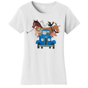 Little Blue Truck And Farm Animals Illustration Women's T-Shirt