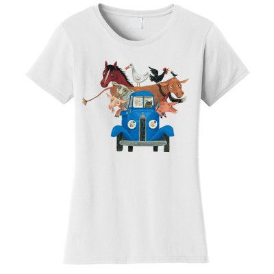 Little Blue Truck And Farm Animals Illustration Women's T-Shirt