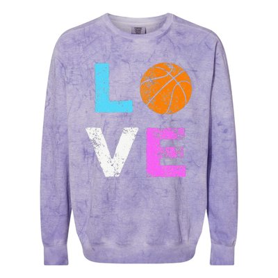 Love Basketball Team Fan Gift Colorblast Crewneck Sweatshirt