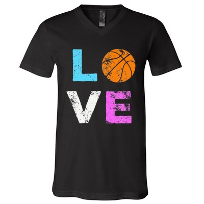 Love Basketball Team Fan Gift V-Neck T-Shirt