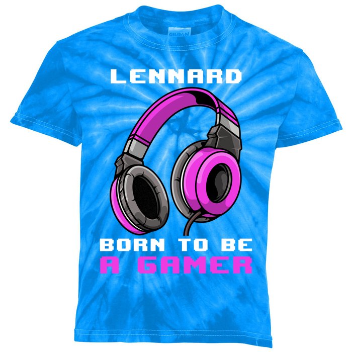 Lennard Born To Be A Gamer Personalized Gift Kids Tie-Dye T-Shirt