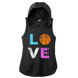 Love Basketball Team Fan Gift Ladies PosiCharge Tri-Blend Wicking Draft Hoodie Tank