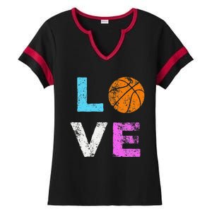 Love Basketball Team Fan Gift Ladies Halftime Notch Neck Tee