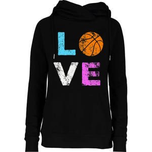 Love Basketball Team Fan Gift Womens Funnel Neck Pullover Hood