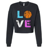 Love Basketball Team Fan Gift Cropped Pullover Crew